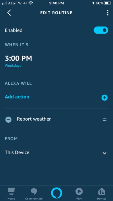 Alexa Routine Weather Report