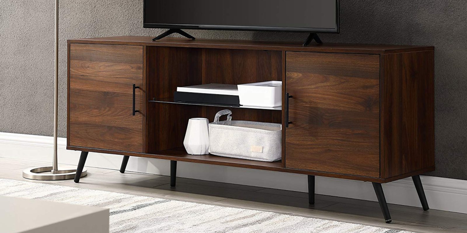 Revamp Your Living Room With A Modern Dark Walnut Tv Stand 138