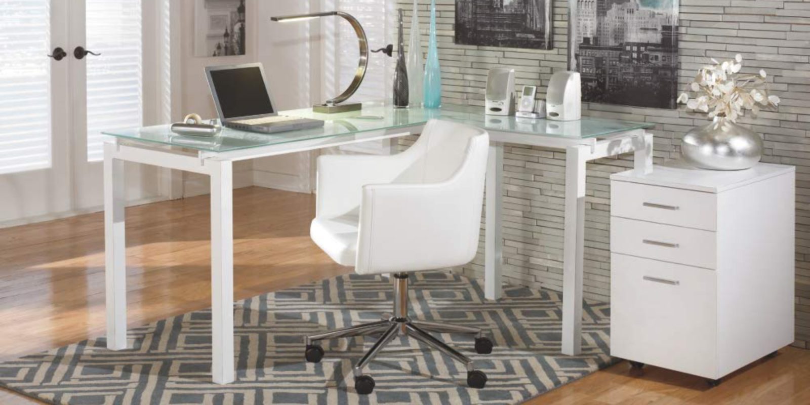 Revamp Your Home Office With Ashley Furniture S Glass L Shaped