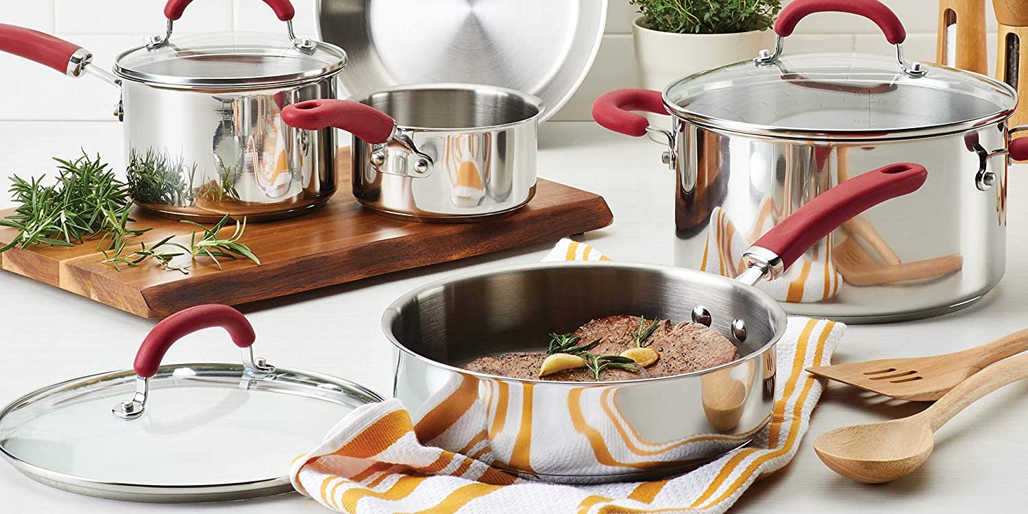 Rachael Ray Create Delicious Stainless Steel Cookware Induction Pots and  Pans Set, 10 Piece & Reviews