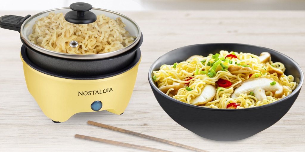 Nostalgia MyMini Personal Electric Skillet & Rapid Noodle Maker, Perfect  For Healthy Keto & Low-Carb Diets, Yellow