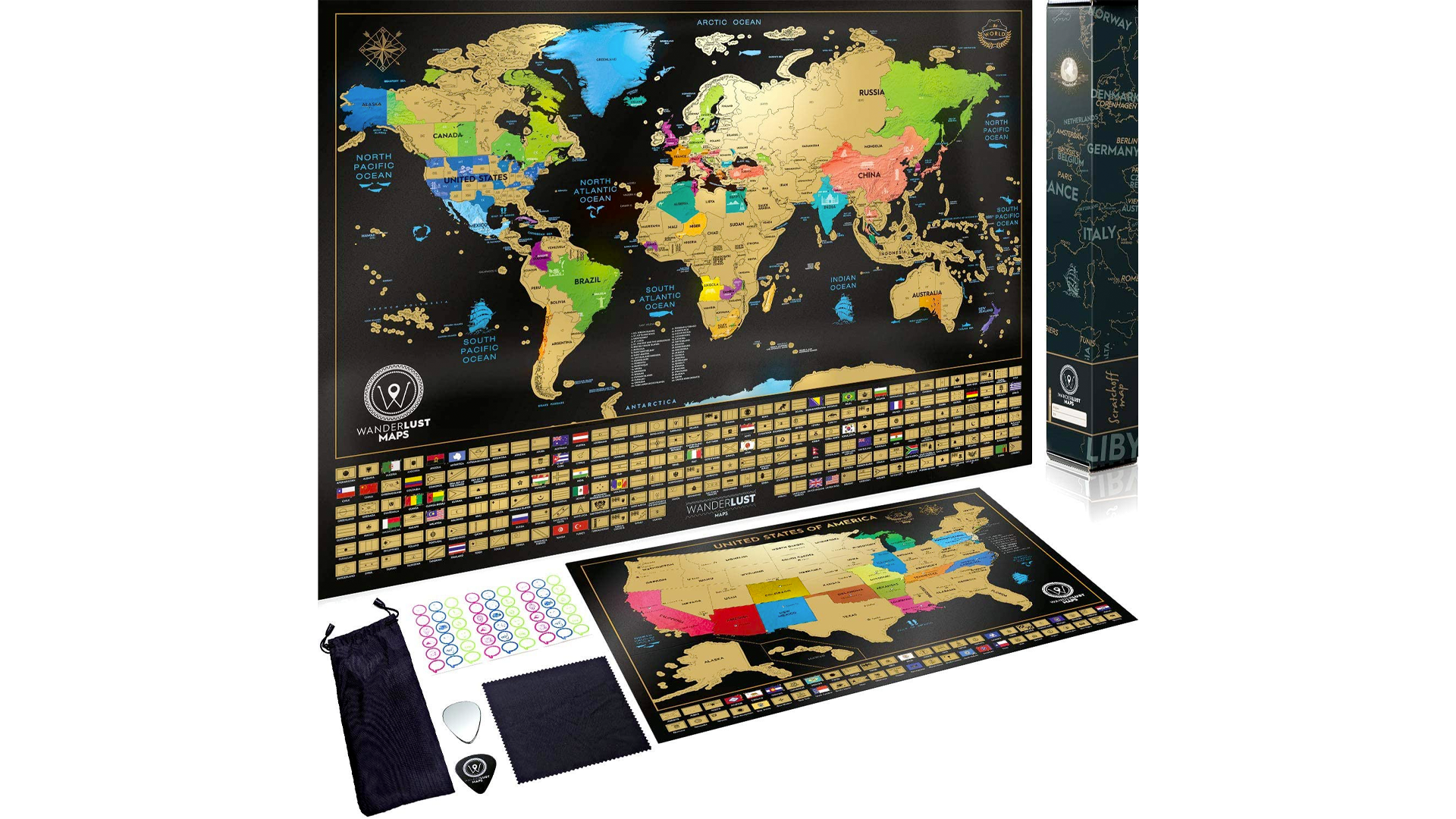 Track what countries you've visited with a scratch-off world + USA map at  $12