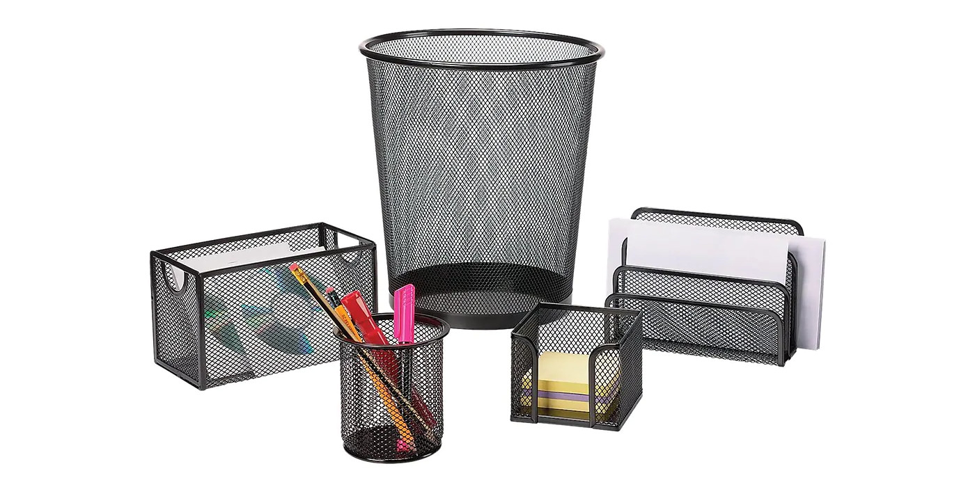 Staples 5piece steel mesh desk accessory kit now more than 25 off at