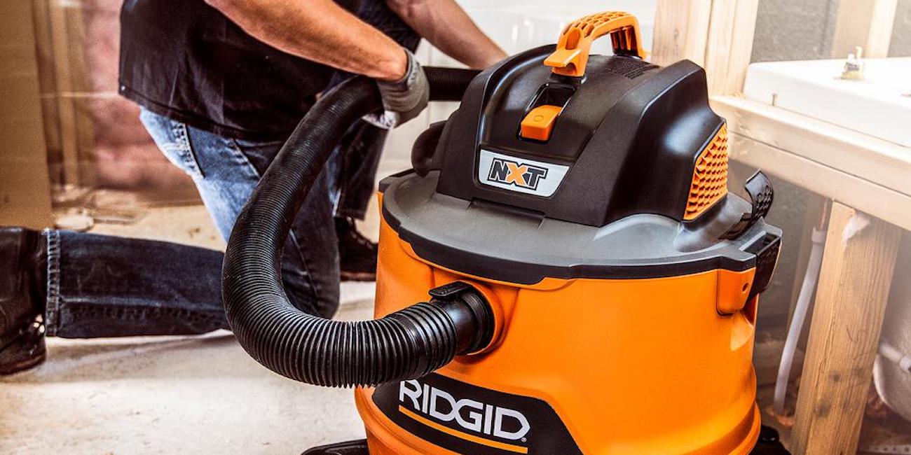 RIDGID's 14-gal. NXT shop vac is a woodworking must to clean up messes at  $99