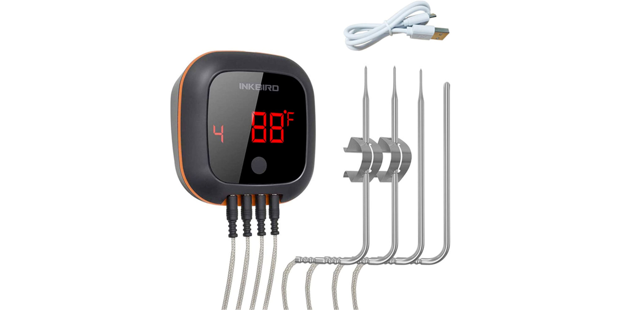 Inkbird's Bluetooth grill thermometer ships with four probes at under 34