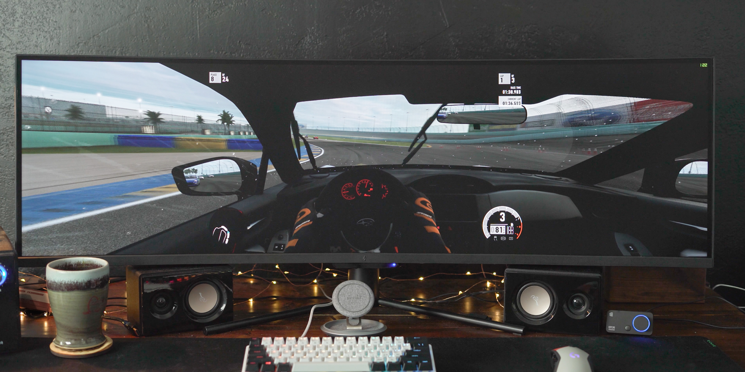Playing Forza 7 at full resolution on the Dark Matter 49-inch gaming monitor