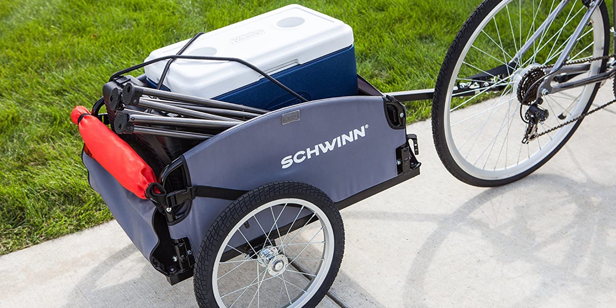 The Schwinn Day Tripper Bike Trailer hauls 100pounds of cargo 100