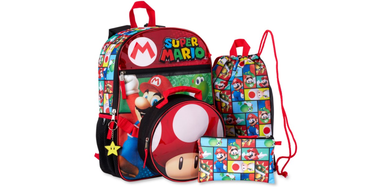 Accessory Innovations 5 Piece Kids Licensed Backpack Set Super Mario -  Office Depot