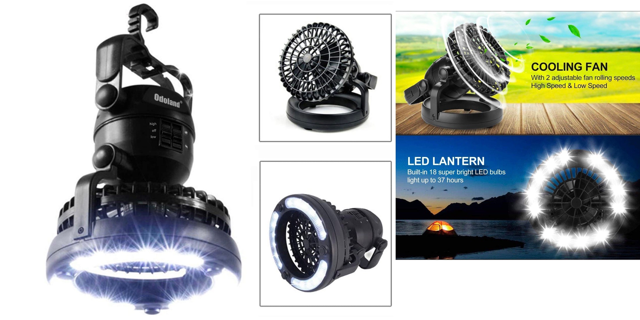 Odoland camping/emergency ceiling fan + light is just $14 on Gold Box