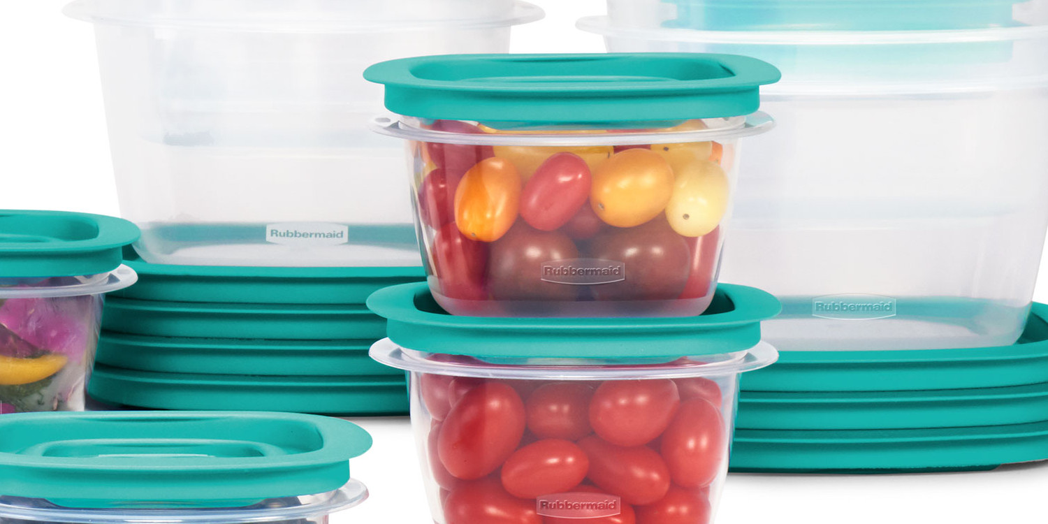42-Piece Teal Food Storage Containers Rubbermaid Press & Lock Easy Find Lids 