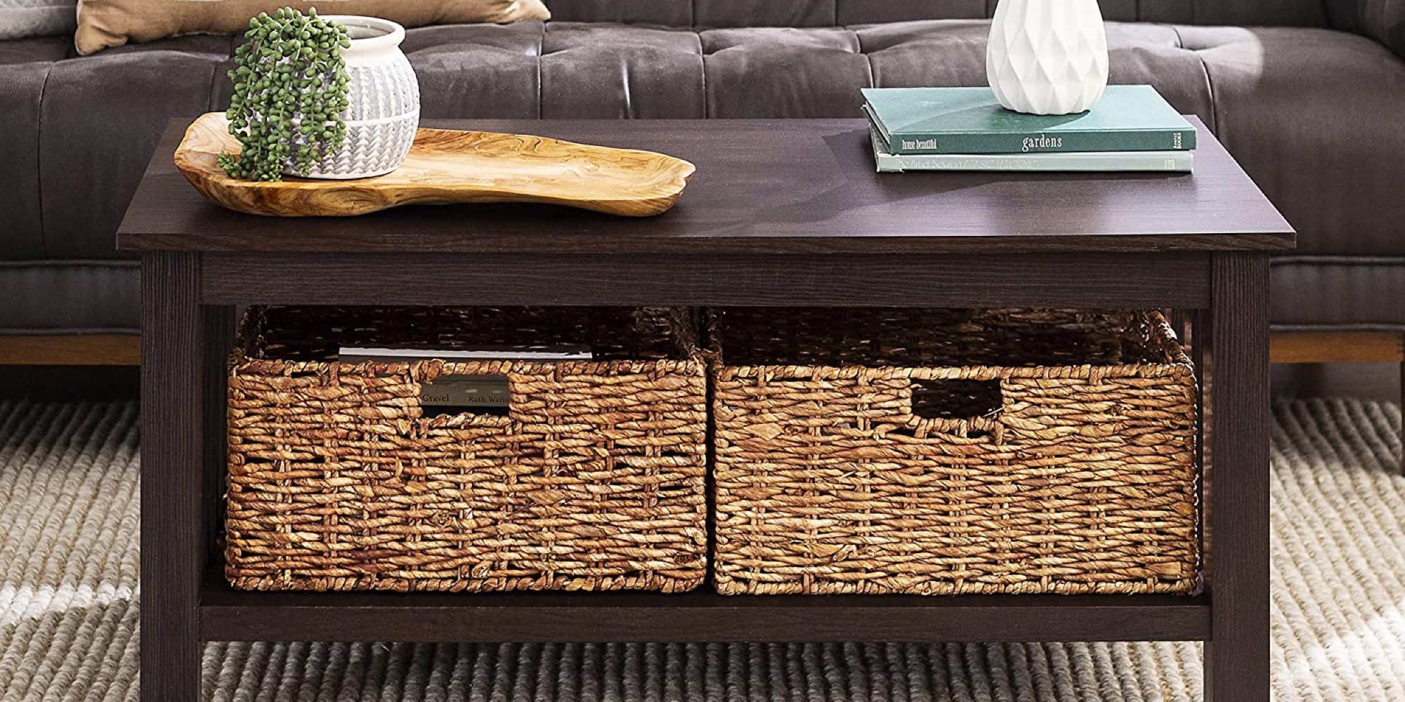 Walker Edison's 40inch Coffee Table bundles two baskets at 127.50