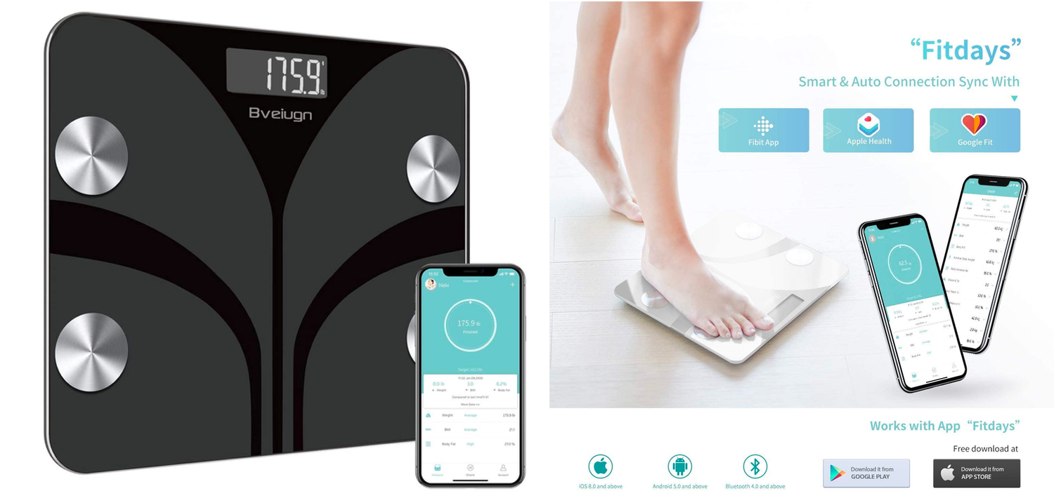 Smart Scale for Body Weight, High Precision, Bluetooth, Fitdays App, iOS  Android