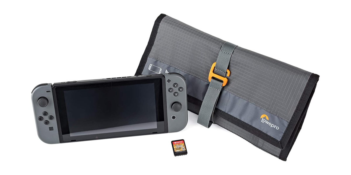 Lowepro GearUp Wrap secures a Nintendo Switch and eight games for 16