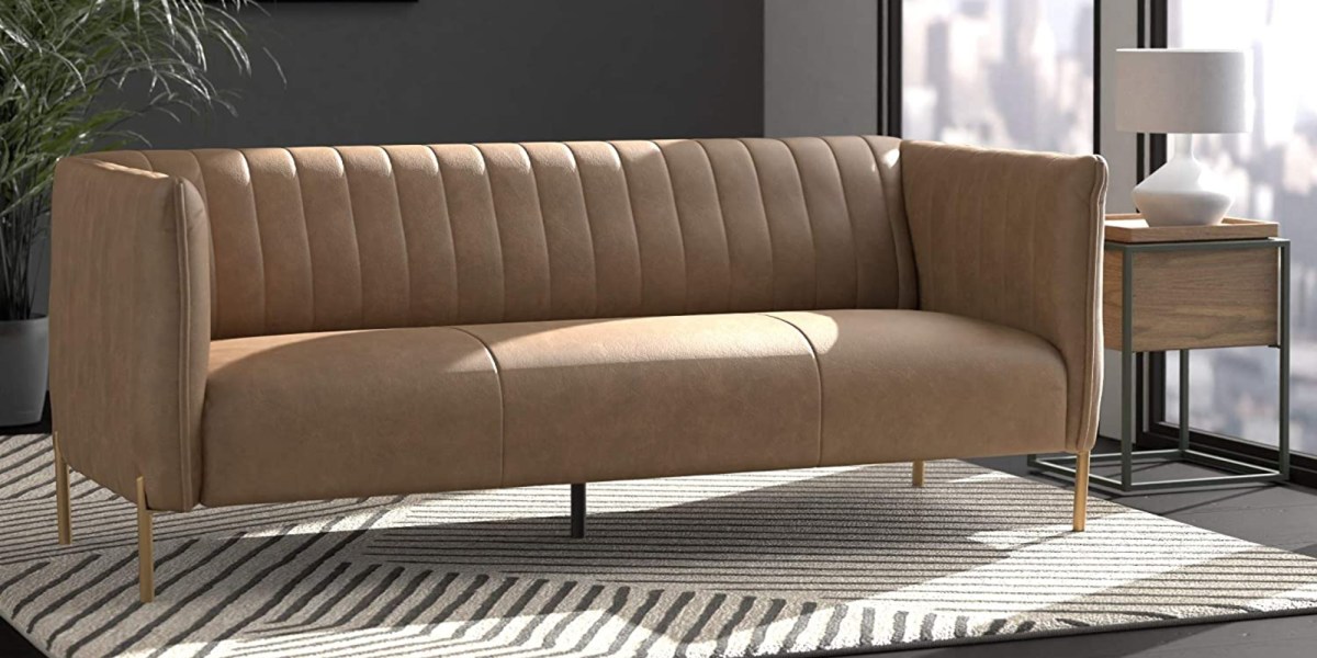 rivet thomas modern leather sofa couch