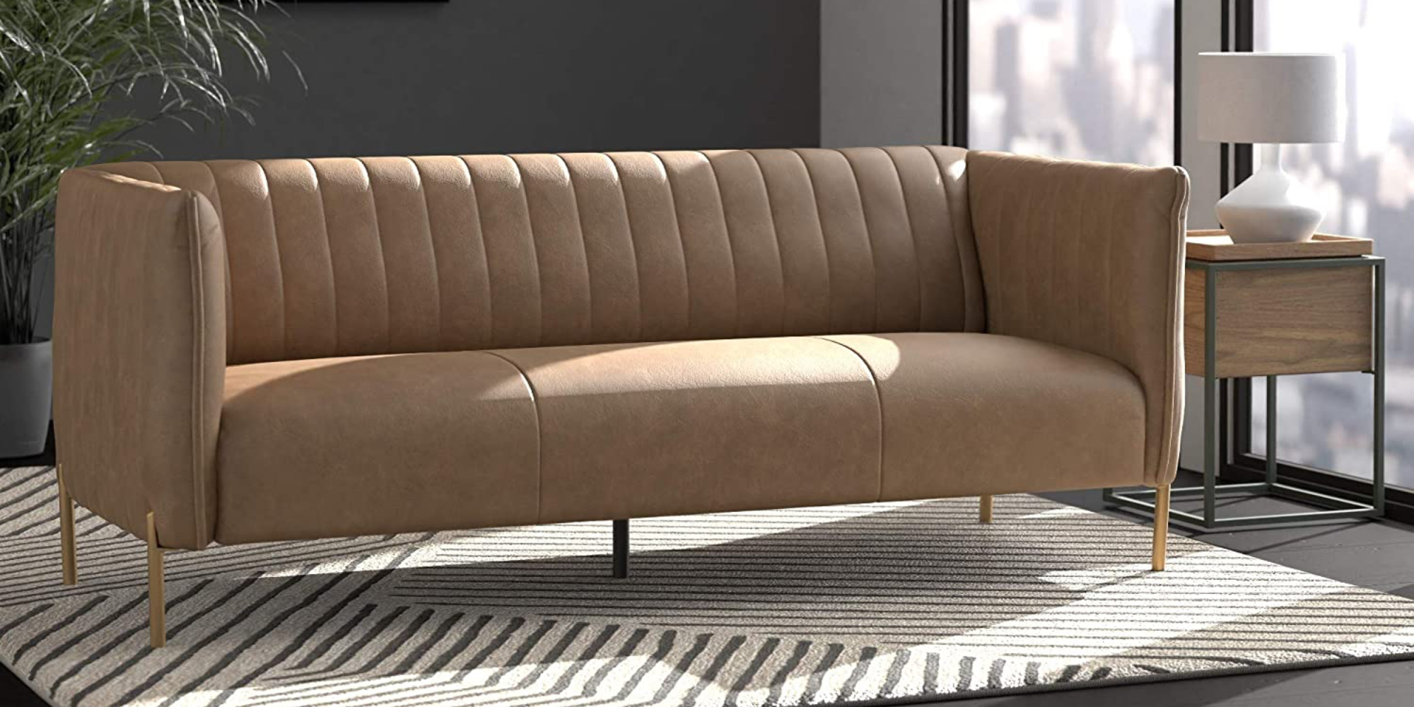 amazon rivet leather sofa