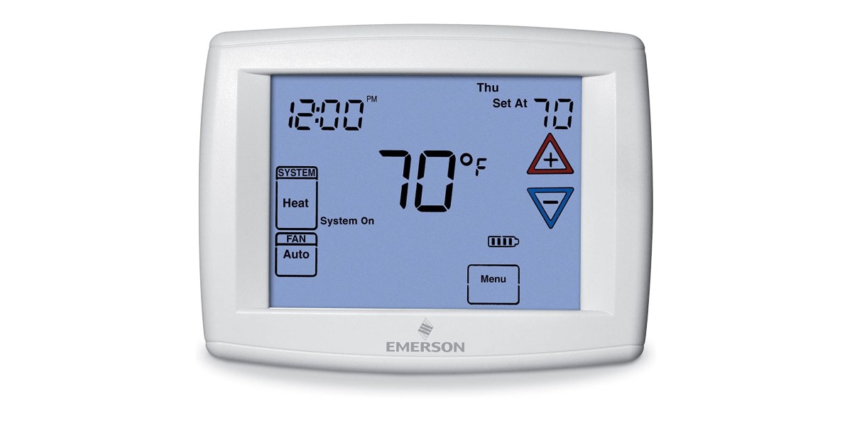 Emerson's programmable thermostat features a 12-inch display, now $107.50