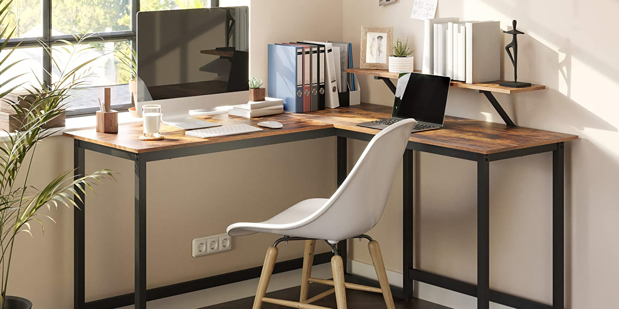 These Lshaped desks provide plenty of room for all your gear, now