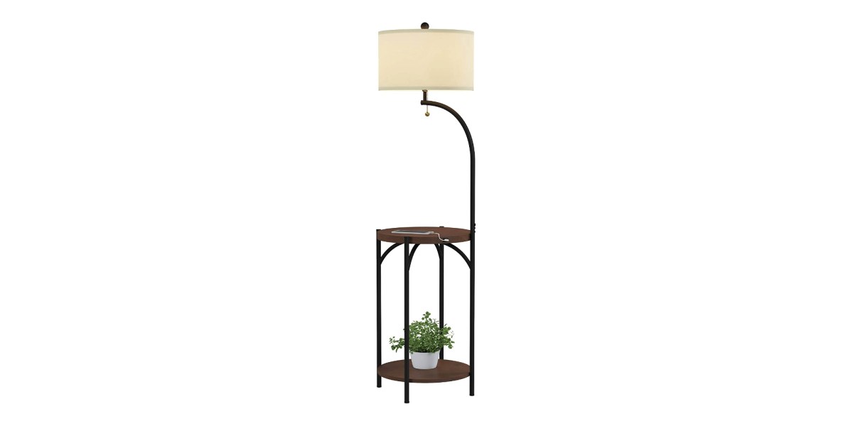 Floor Lamp End Table With Usb Port, Lamp Table Combo With Usb