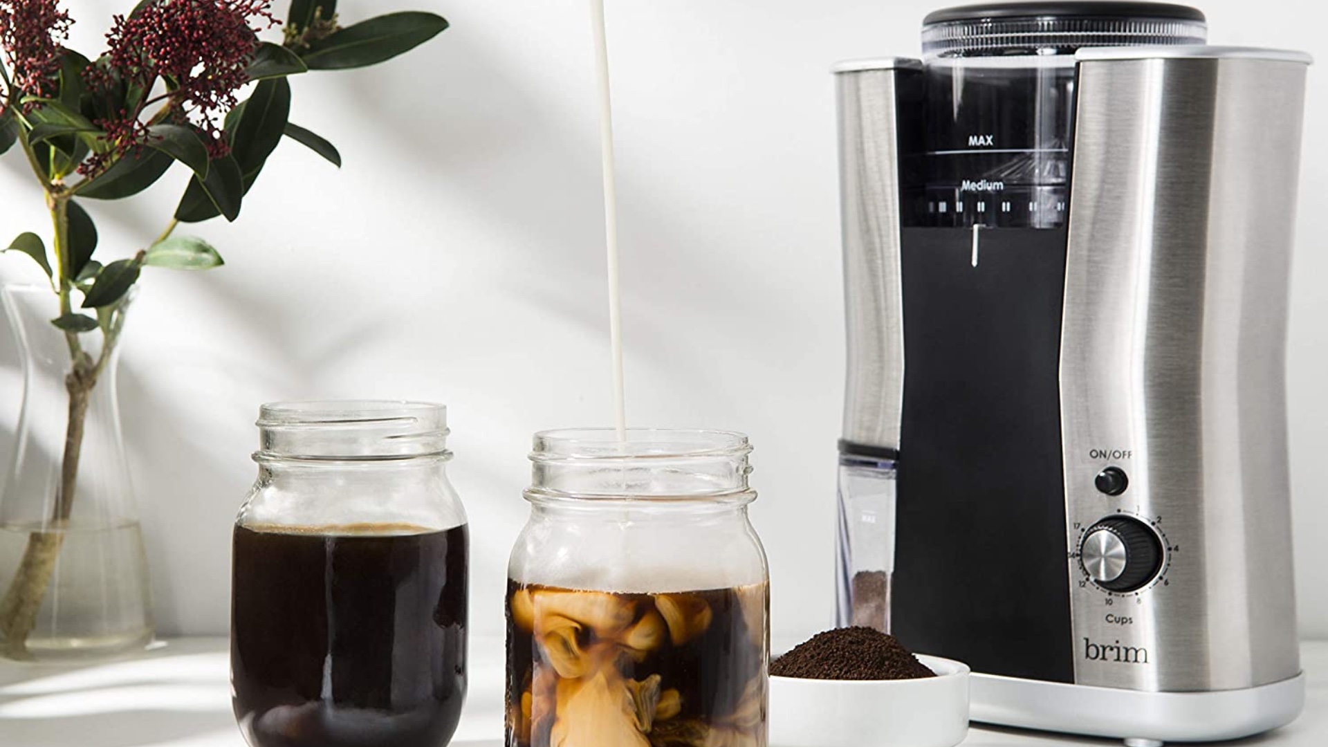Up your coffee game with the Brim conical burr coffee grinder at a low
