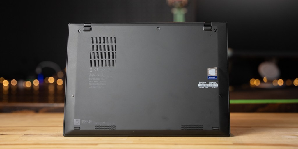 Carbon-fiber hybrid and magnesium-aluminum materials help to keep the ThinkPad X1 Nano under 2 pounds.