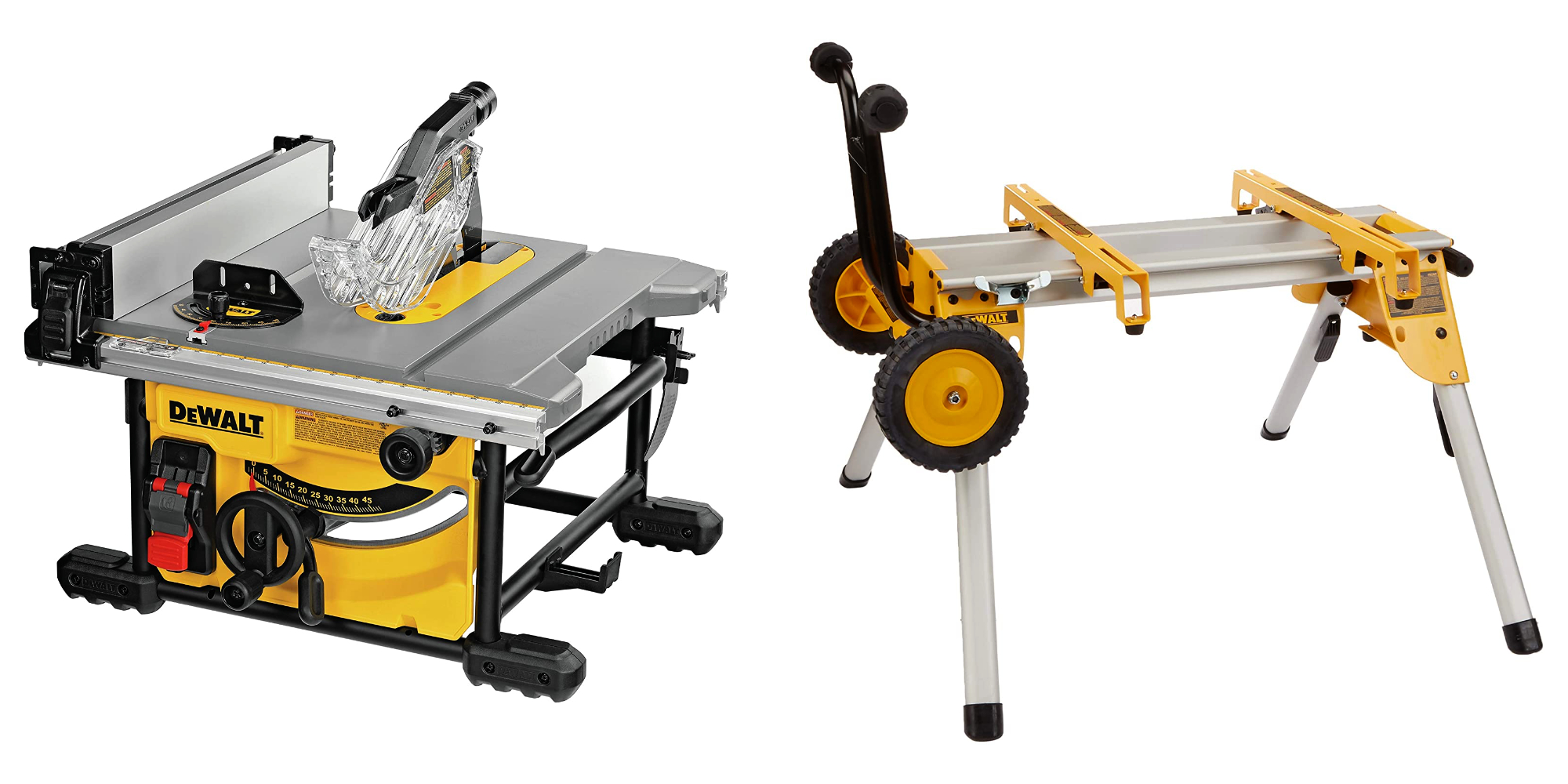 DEWALT's 8.25in. table saw with rolling stand at 109 off, 4tool