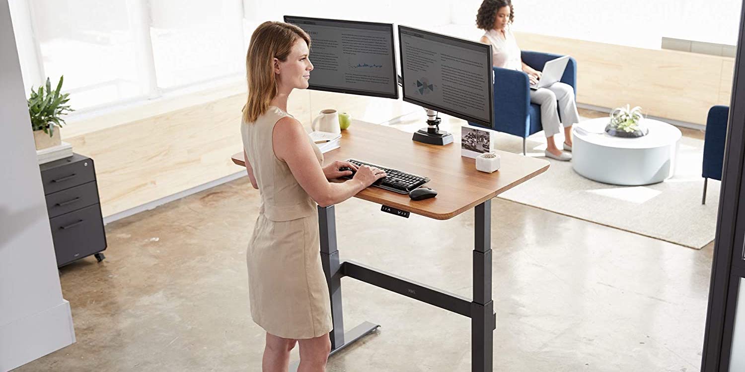 60 VariDesk Reclaimed Wood Laminate Height Adjustable