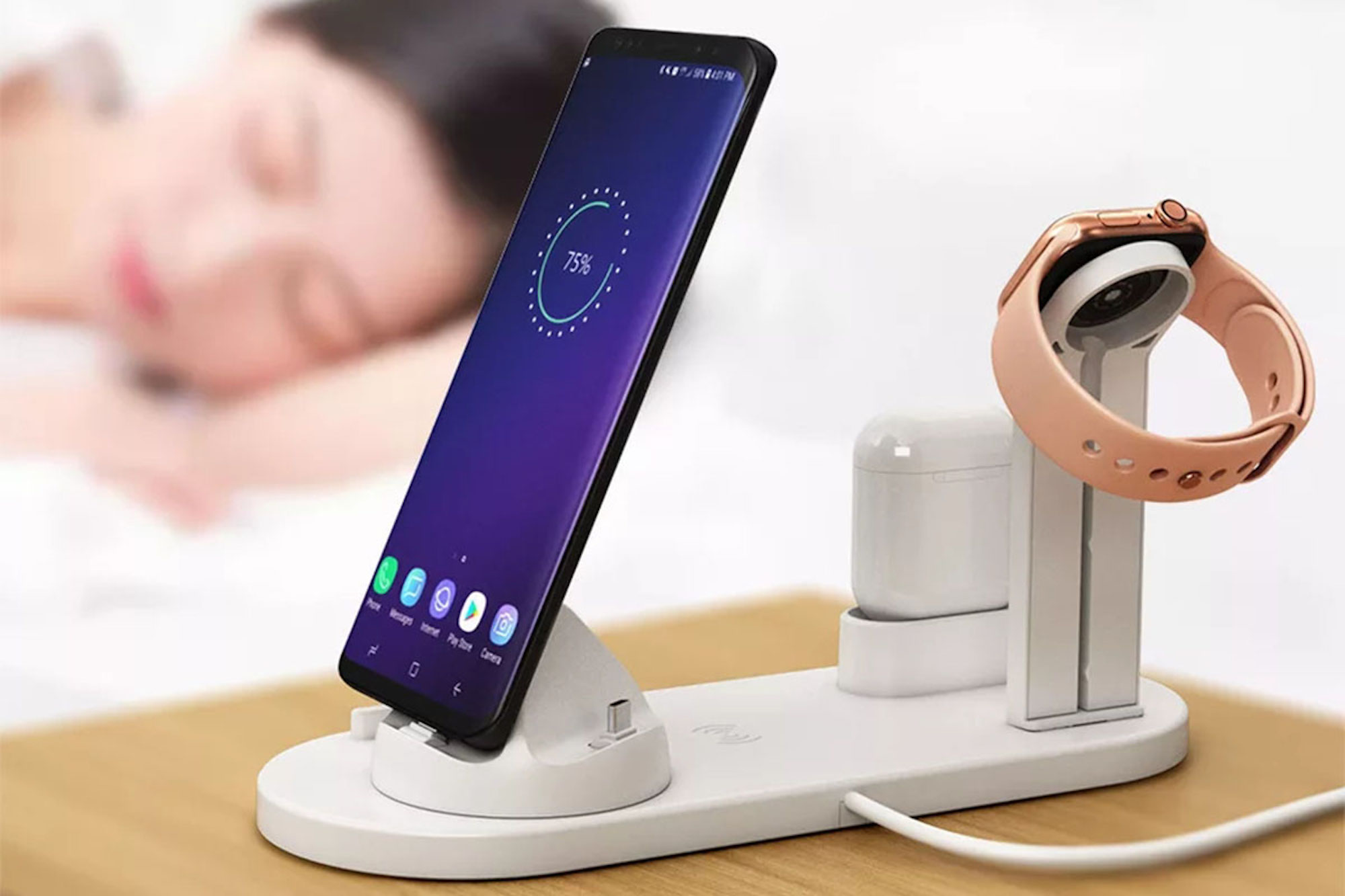 Tidy up your nightstand with this 4in1 wireless charging stand for
