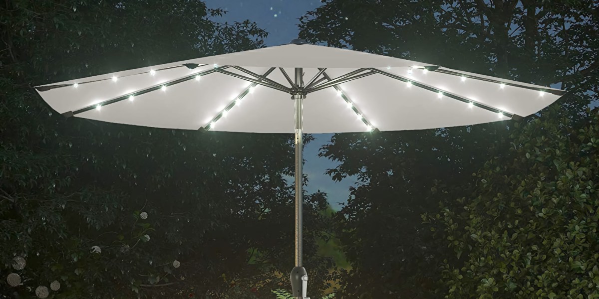 9 Foot Solar Patio Umbrella, How To Put Lights On An Umbrella