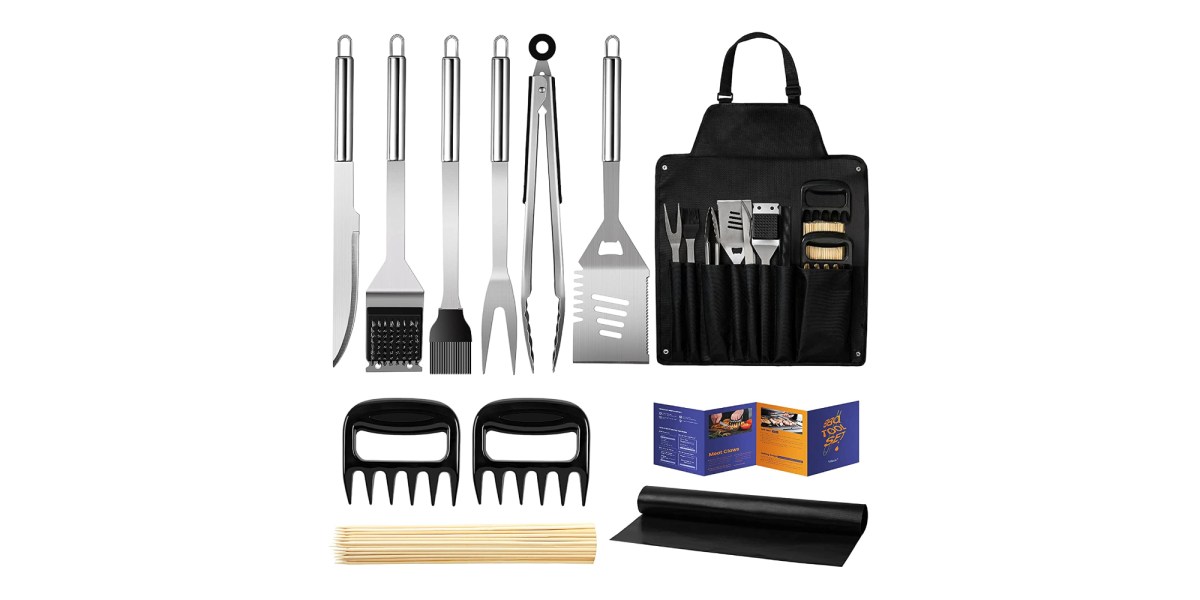 This expansive, highly-rated stainless steel BBQ tool set just hit $17 ...