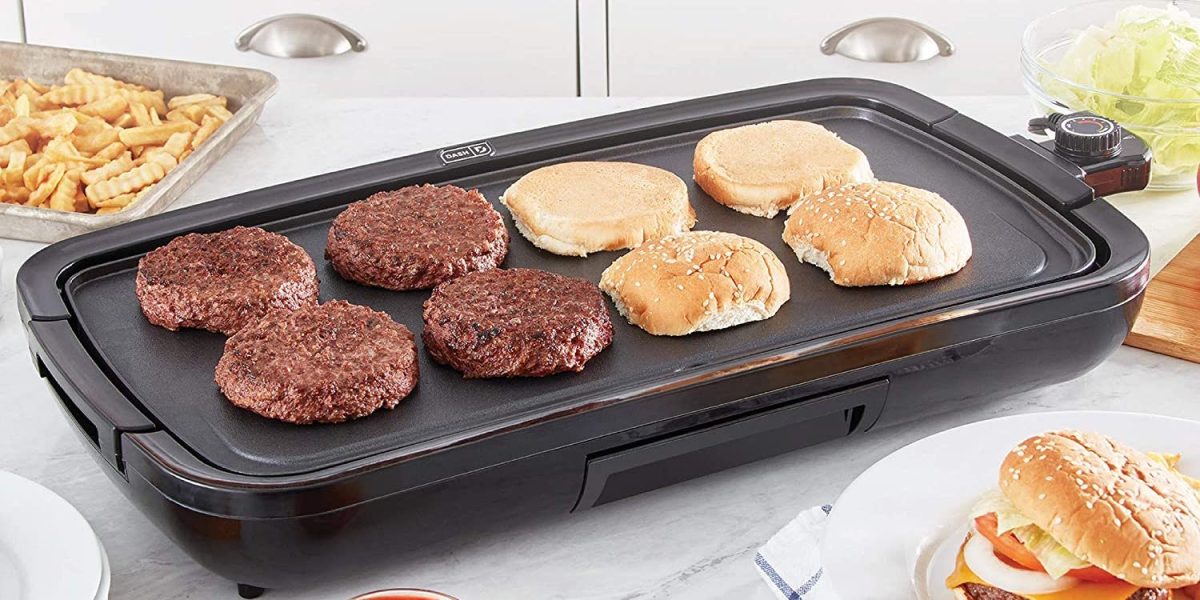 DASH Deluxe Everyday Electric Griddle with Dishwasher Safe Removable  Nonstick Cooking Plate for Pancakes, Burgers, Eggs and more, Includes Drip  Tray +