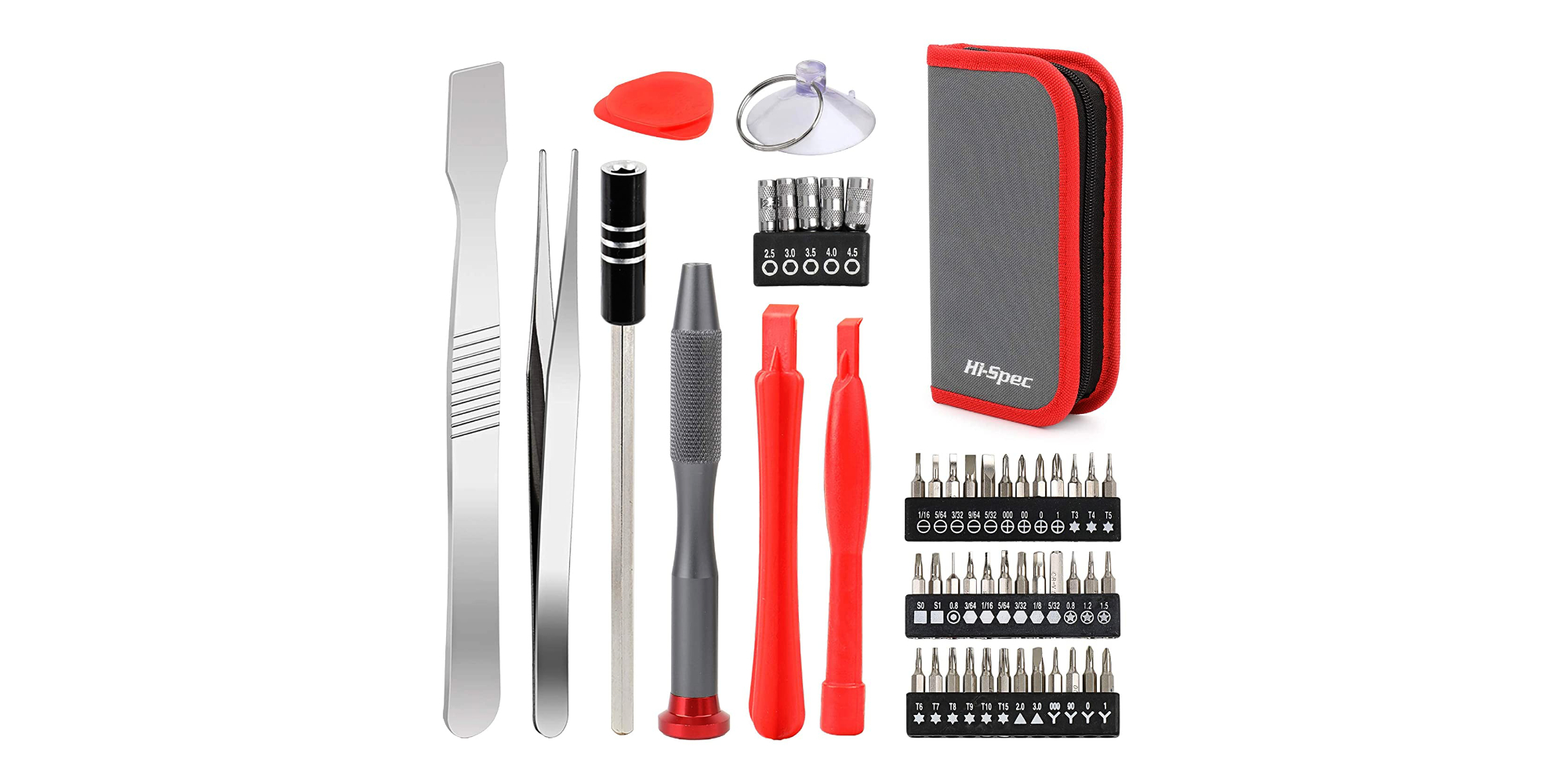This 49piece electronics repair kit includes pry tools, a spudger, and