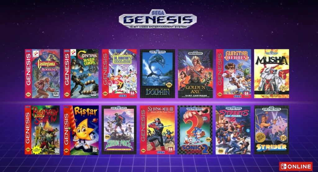 SEGA Genesis and Nintendo 64 Switch Online games