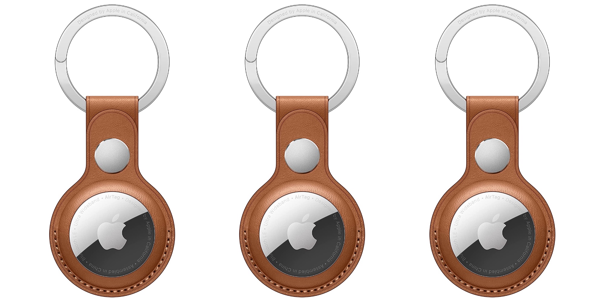 Apple AirTag Leather Key Ring in Saddle Brown or Baltic Blue now down