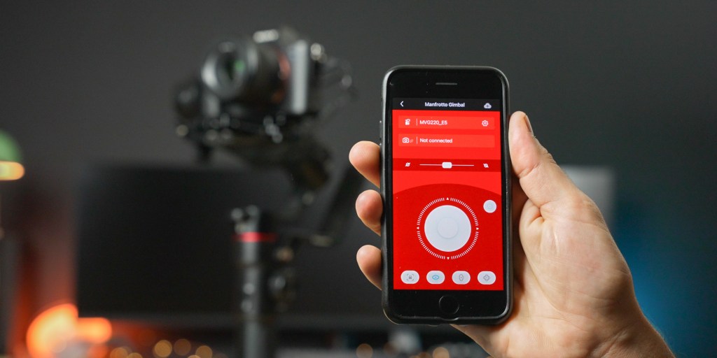 Using the Manfrotto gimbal app to control the Manfrotto MV220