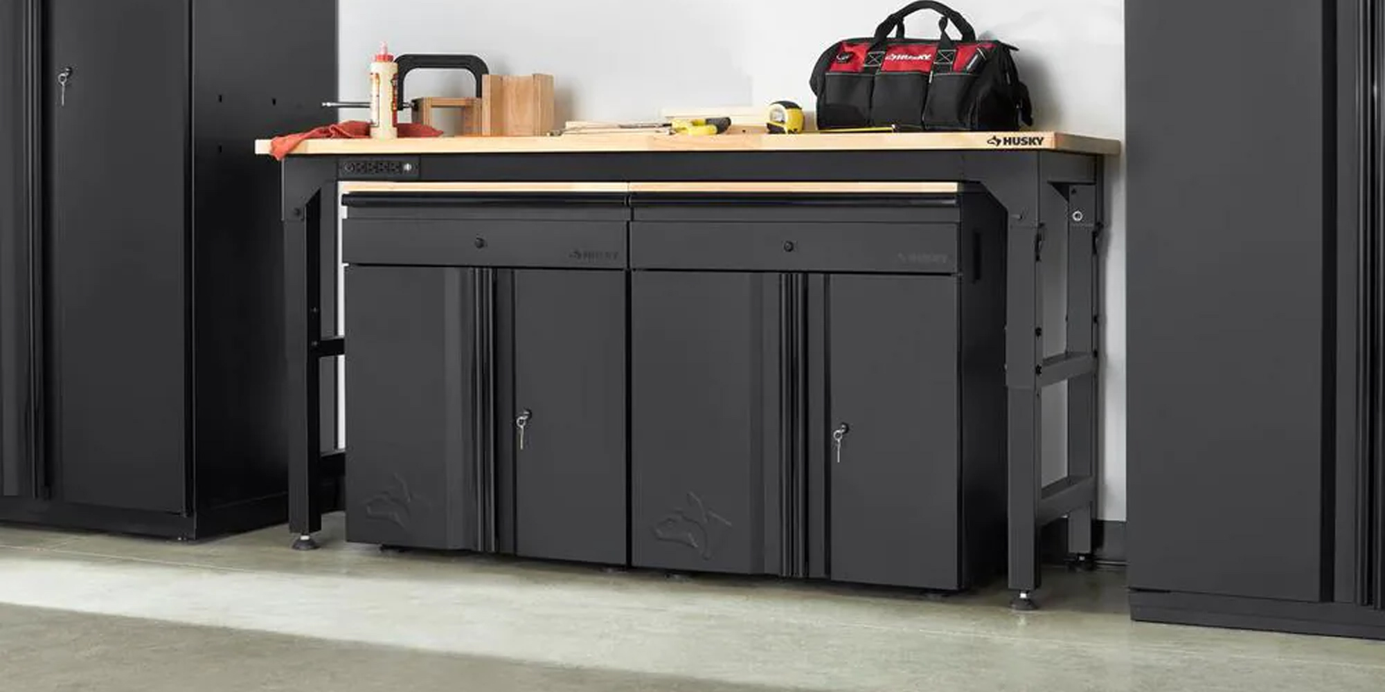 Husky's heavyduty 72inch workbench with builtin AC plugs now 300