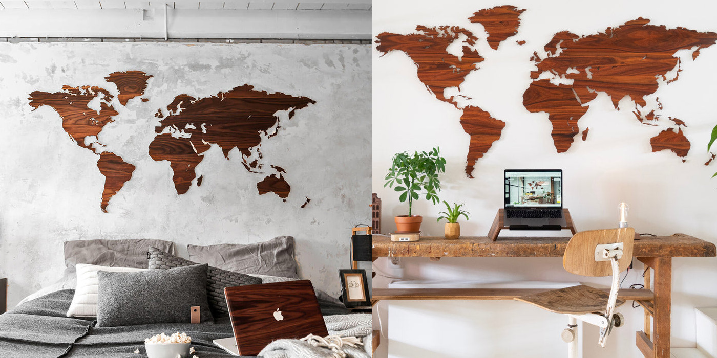 Face of World Map in Black Color Design Wooden Wall Hanging – WallMantra
