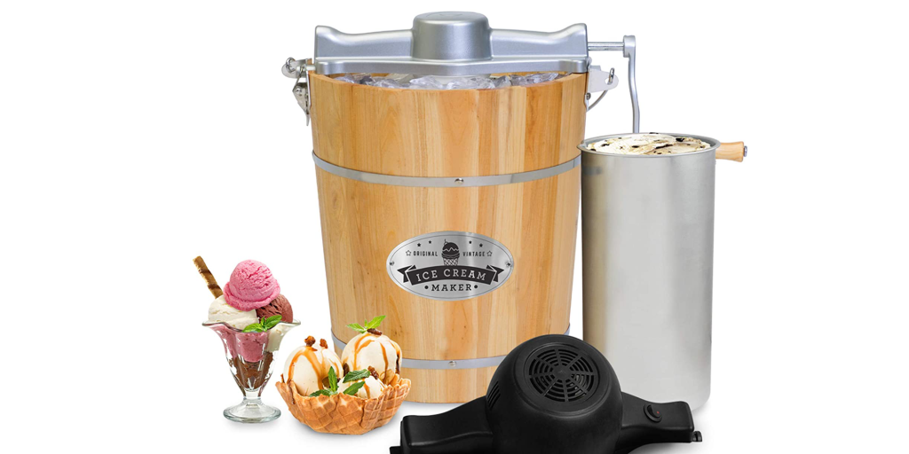Elite Gourmet 6qt Old-Fashioned Electric Ice Cream Maker
