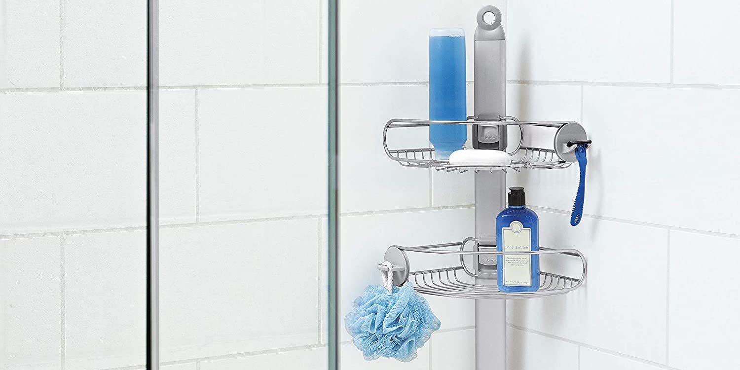 Expandable Stainless Steel Shower Caddy with 4 Shelves, Zenna Home over-the- Showerhead 