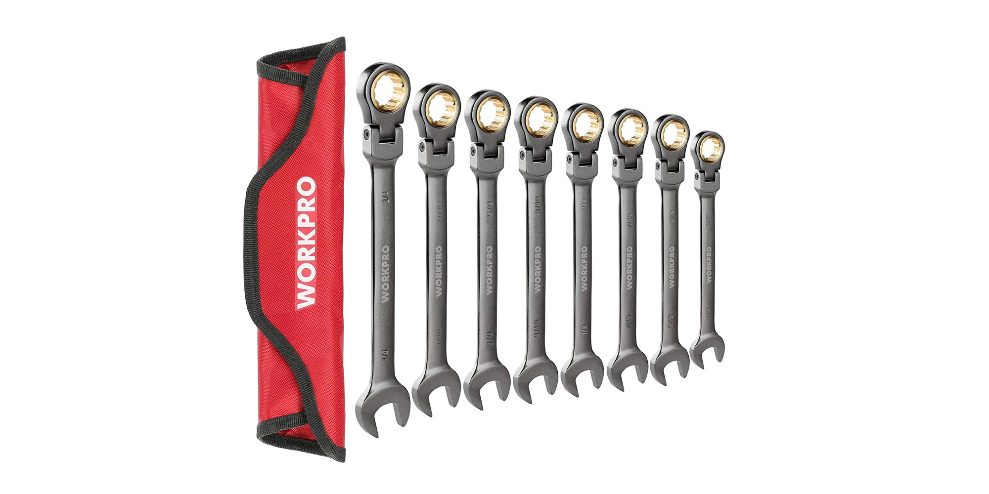 WORKPRO's 8piece flexhead ratcheting combo wrench set falls to new low at 34