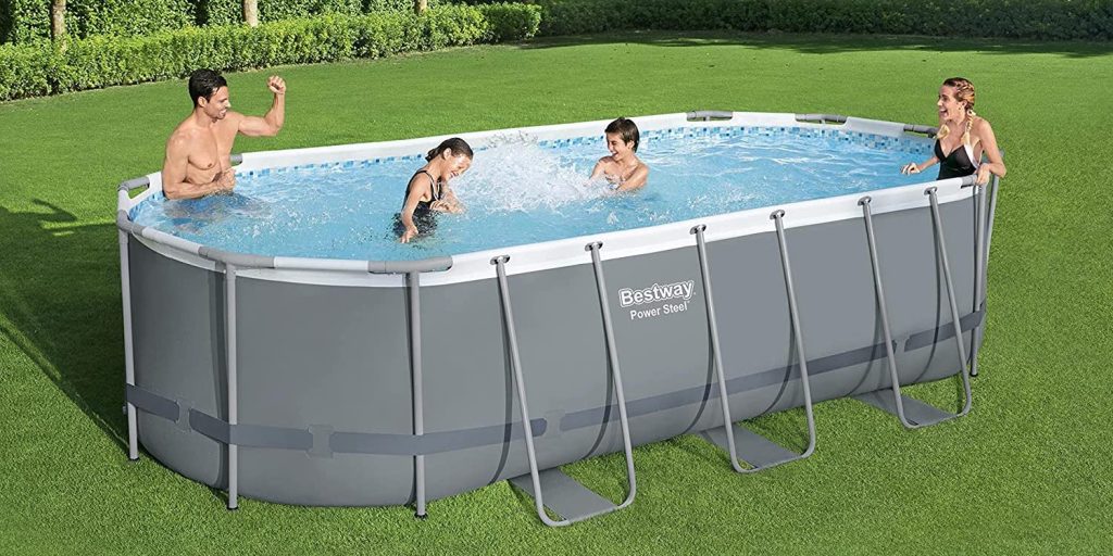 Bestway Power Steel Outdoor Oval Above Ground Swimming Pool