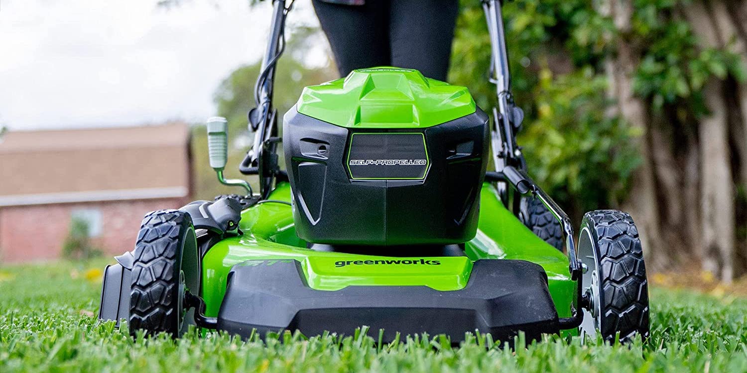 save $80 on Greenworks 40V 21-inch self-propelled electric lawn