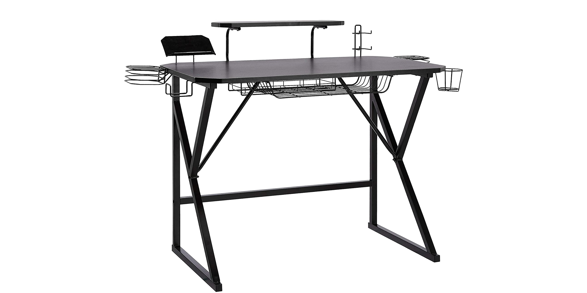 Amazon Basics' Gaming Computer Desk with controller storage and more at
