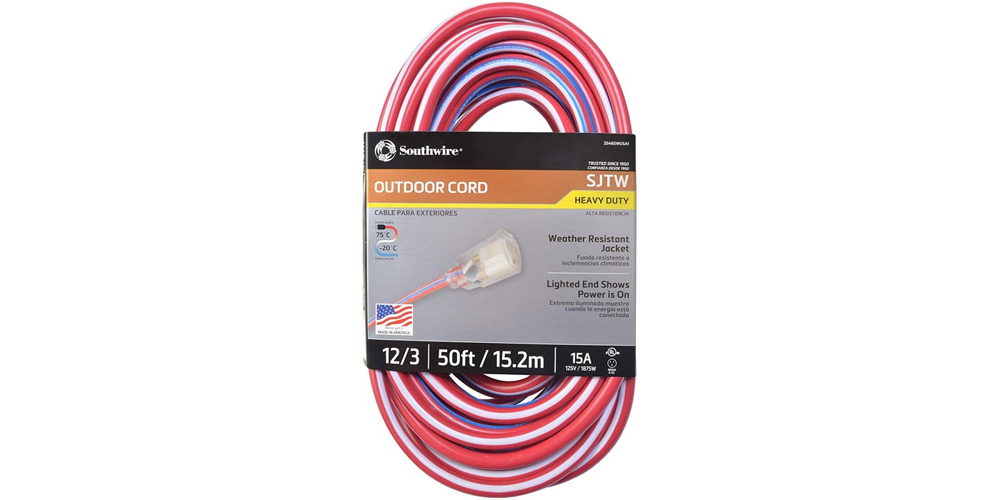 Southwire's heavyduty 50foot 12/3 outdoor extension cord returns to