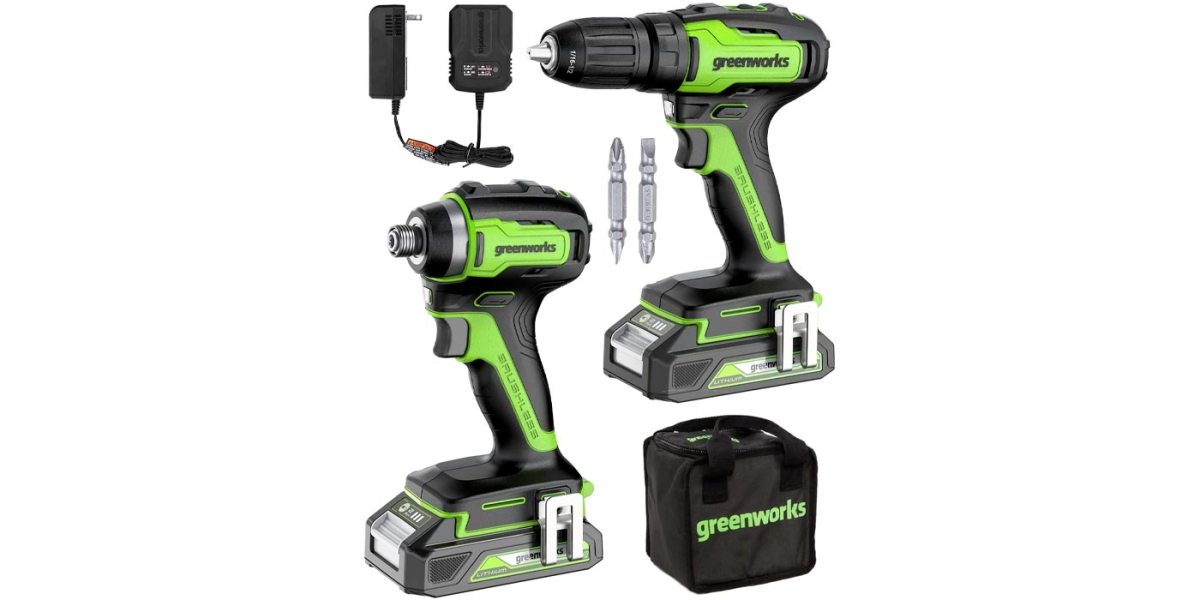 Pick up a 2piece Greenworks 24V Max brushless drill/impact driver kit