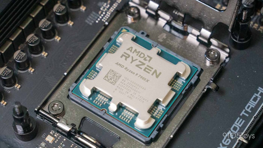 AMD Ryzen 9 7900X in motherboard socket for AMD Ryzen 7000 review