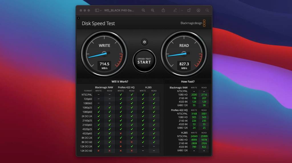 WD_BLACK P40 Game Drive speed test
