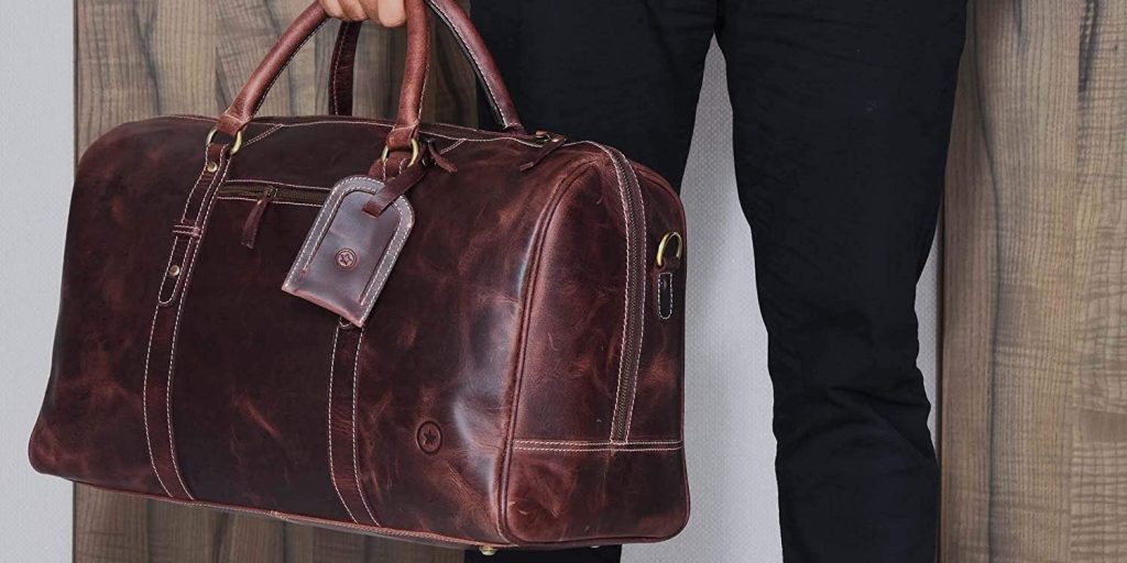 Aaron leather travel deals duffle bag