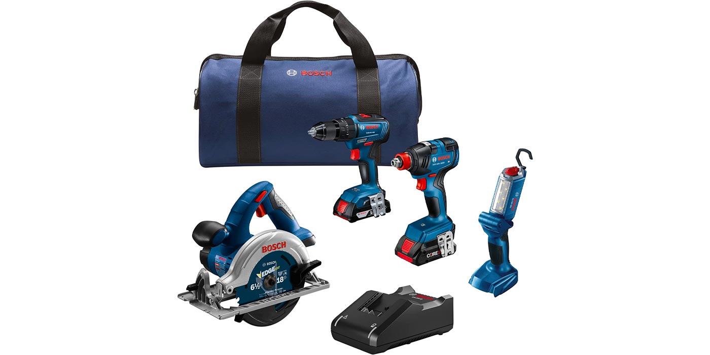 Bosch's 4tool 18V combo kit includes a combo 1/4 and 1/2 impact driver