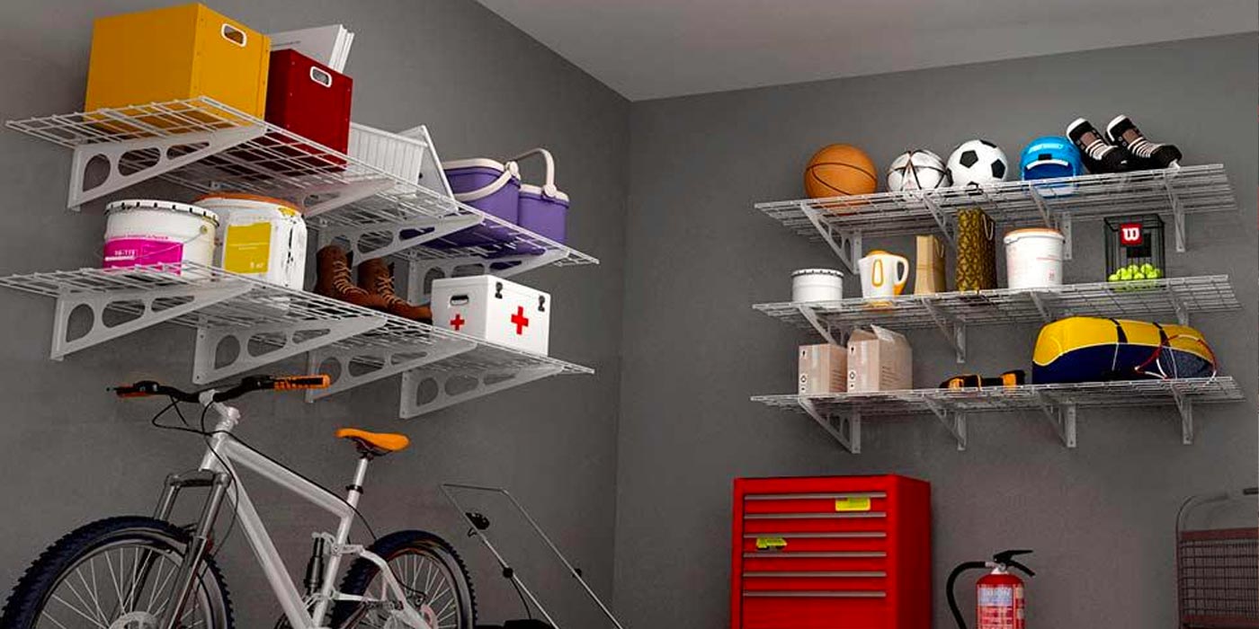 Organize your garage with two FlexiMount storage shelves for 91 (Reg