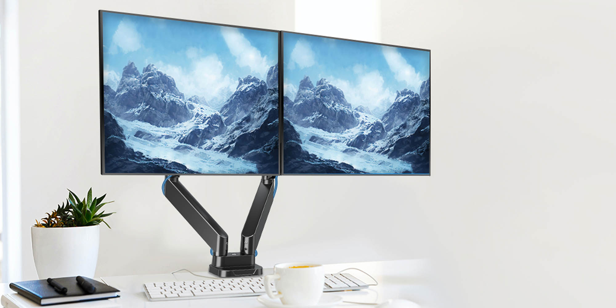 MOUNTUP's regularly 130 dual ultrawide monitor desk mount returns to